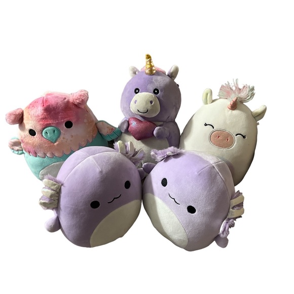 Squishmallows 1 white unicorn 1Gala Griffin 2 Purple Axolotl 1 Hug Mees Unicorn - Picture 10 of 10
